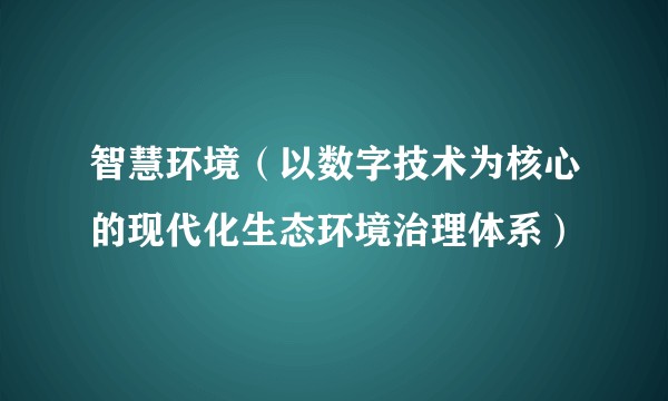 智慧环境（以数字技术为核心的现代化生态环境治理体系）