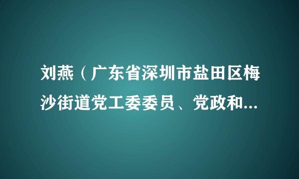 刘燕（广东省深圳市盐田区梅沙街道党工委委员、党政和人大办公室主任、统战委员）