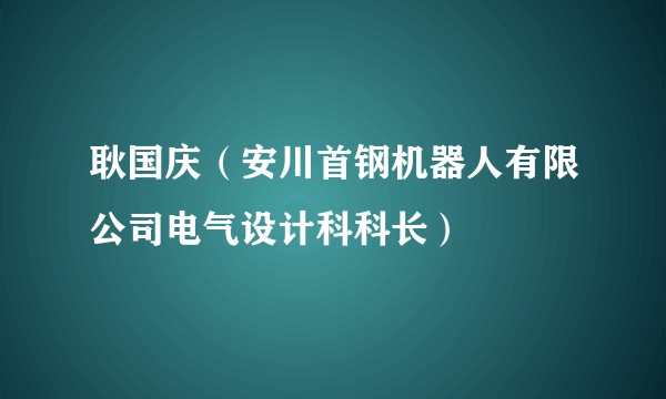 耿国庆（安川首钢机器人有限公司电气设计科科长）