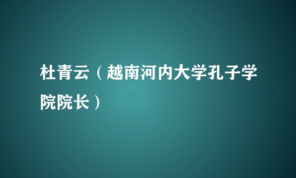 杜青云（越南河内大学孔子学院院长）
