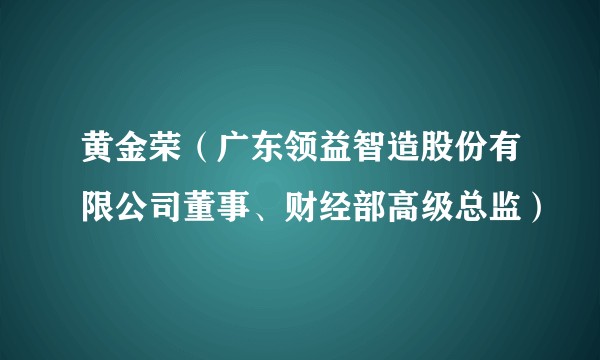 黄金荣（广东领益智造股份有限公司董事、财经部高级总监）