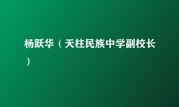 杨跃华（天柱民族中学副校长）