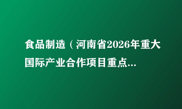 食品制造（河南省2026年重大国际产业合作项目重点涵盖的行业领域之一）