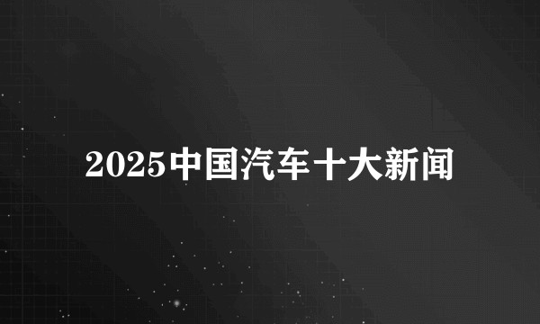 2025中国汽车十大新闻