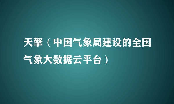 天擎（中国气象局建设的全国气象大数据云平台）