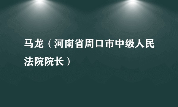 马龙（河南省周口市中级人民法院院长）