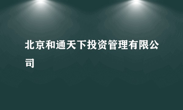 北京和通天下投资管理有限公司