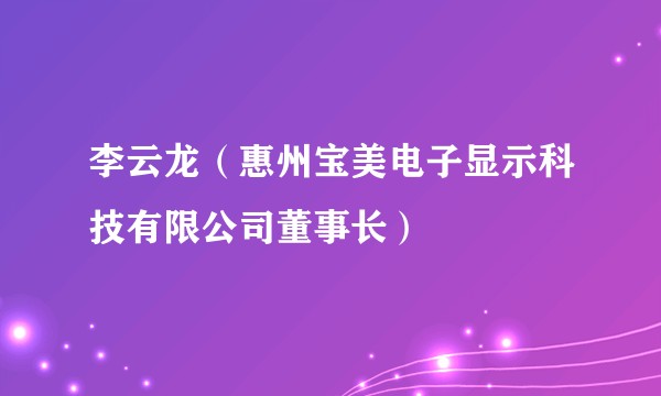 李云龙（惠州宝美电子显示科技有限公司董事长）