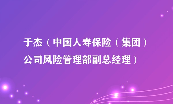 于杰（中国人寿保险（集团）公司风险管理部副总经理）