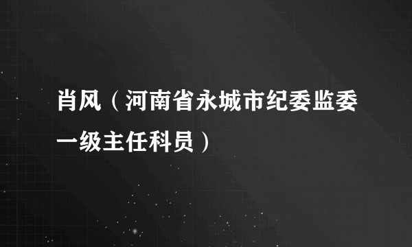 肖风（河南省永城市纪委监委一级主任科员）