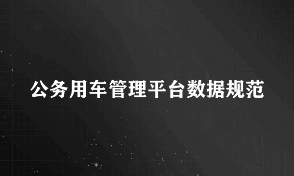 公务用车管理平台数据规范