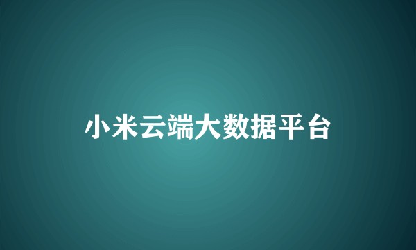小米云端大数据平台