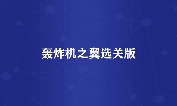 轰炸机之翼选关版