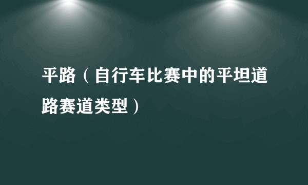 平路（自行车比赛中的平坦道路赛道类型）