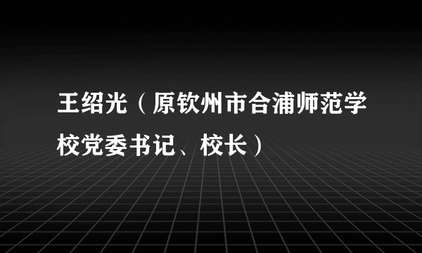 王绍光（原钦州市合浦师范学校党委书记、校长）