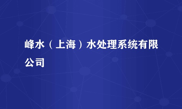 峰水（上海）水处理系统有限公司