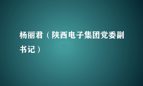 杨丽君（陕西电子集团党委副书记）