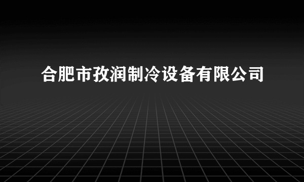 合肥市孜润制冷设备有限公司