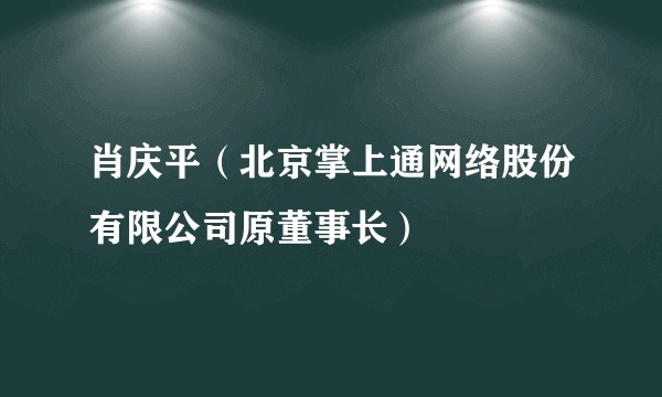 肖庆平（北京掌上通网络股份有限公司原董事长）
