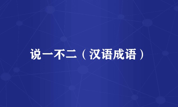 说一不二（汉语成语）