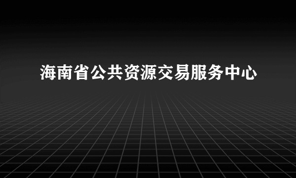 海南省公共资源交易服务中心