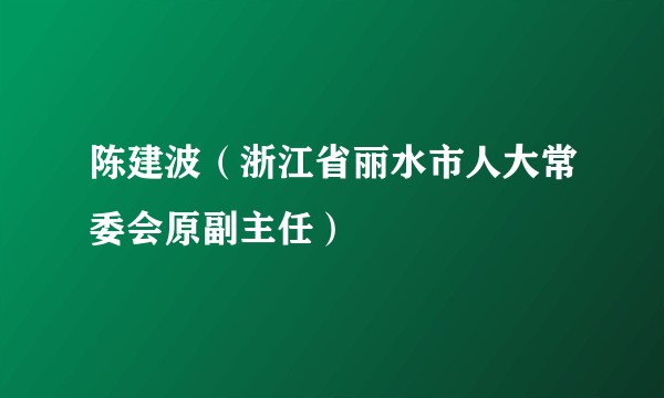 陈建波（浙江省丽水市人大常委会原副主任）