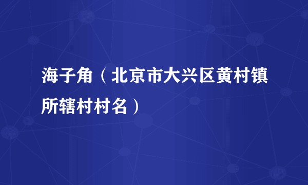 海子角（北京市大兴区黄村镇所辖村村名）