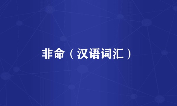 非命（汉语词汇）