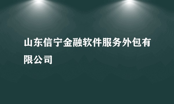 山东信宁金融软件服务外包有限公司