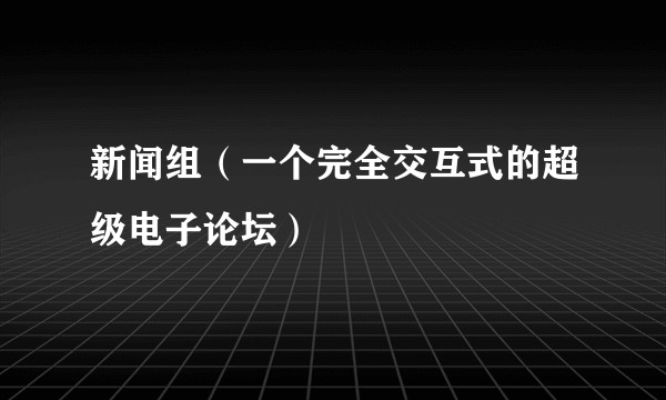 新闻组（一个完全交互式的超级电子论坛）
