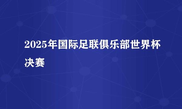 2025年国际足联俱乐部世界杯决赛