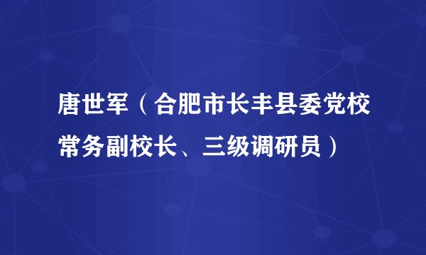 唐世军（合肥市长丰县委党校常务副校长、三级调研员）
