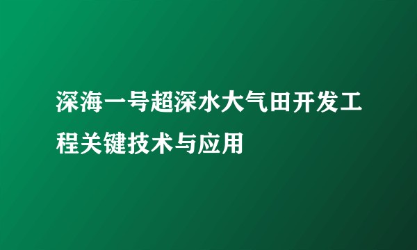 深海一号超深水大气田开发工程关键技术与应用