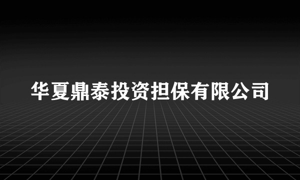 华夏鼎泰投资担保有限公司