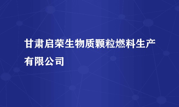甘肃启荣生物质颗粒燃料生产有限公司