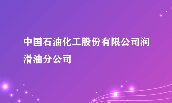中国石油化工股份有限公司润滑油分公司