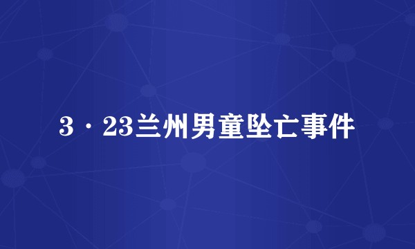 3·23兰州男童坠亡事件
