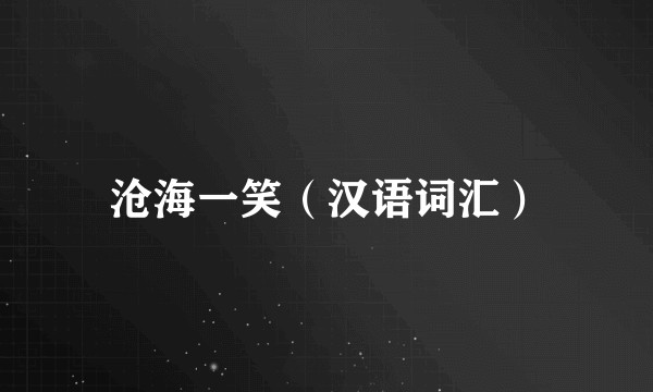沧海一笑（汉语词汇）
