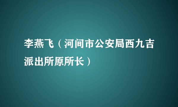 李燕飞（河间市公安局西九吉派出所原所长）
