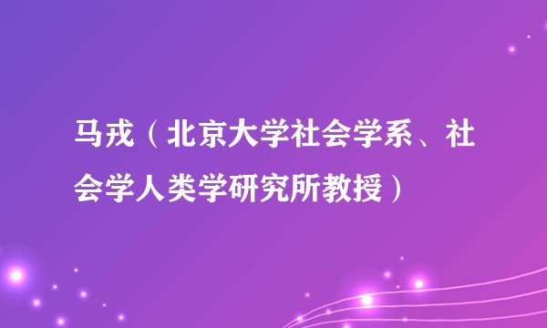 马戎（北京大学社会学系、社会学人类学研究所教授）