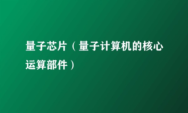 量子芯片(量子计算机的核心运算部件)