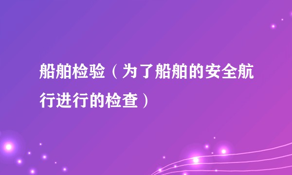 船舶检验（为了船舶的安全航行进行的检查）