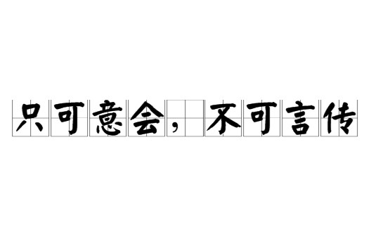 只可意会，不可言传