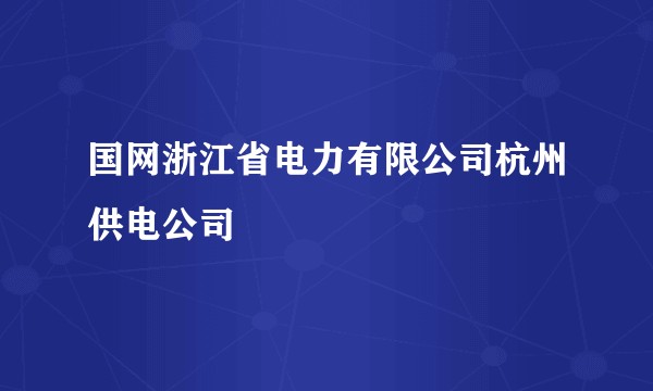 国网浙江省电力有限公司杭州供电公司