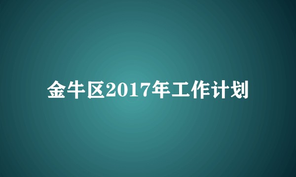 金牛区2017年工作计划