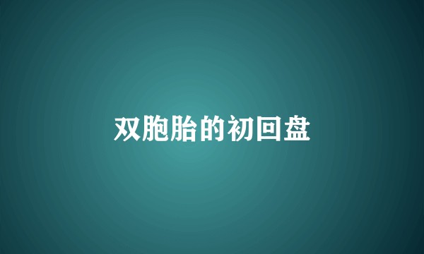 双胞胎的初回盘