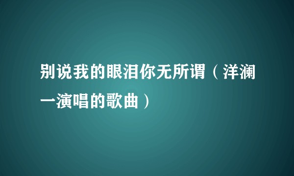 别说我的眼泪你无所谓（洋澜一演唱的歌曲）