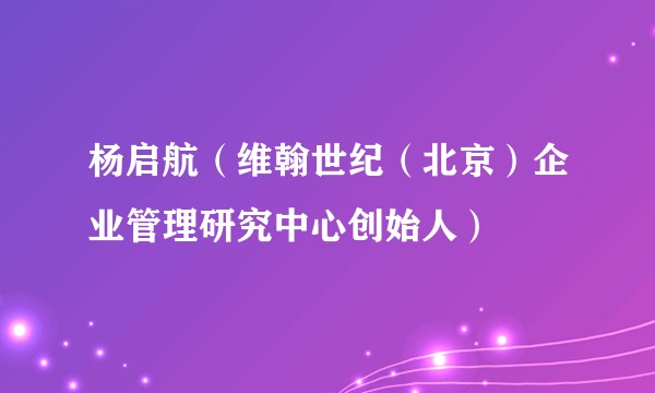 杨启航（维翰世纪（北京）企业管理研究中心创始人）