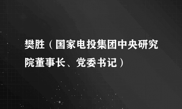 樊胜（国家电投集团中央研究院董事长、党委书记）