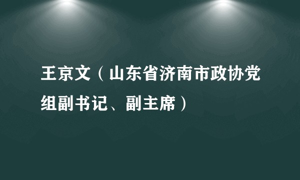 王京文（山东省济南市政协党组副书记、副主席）